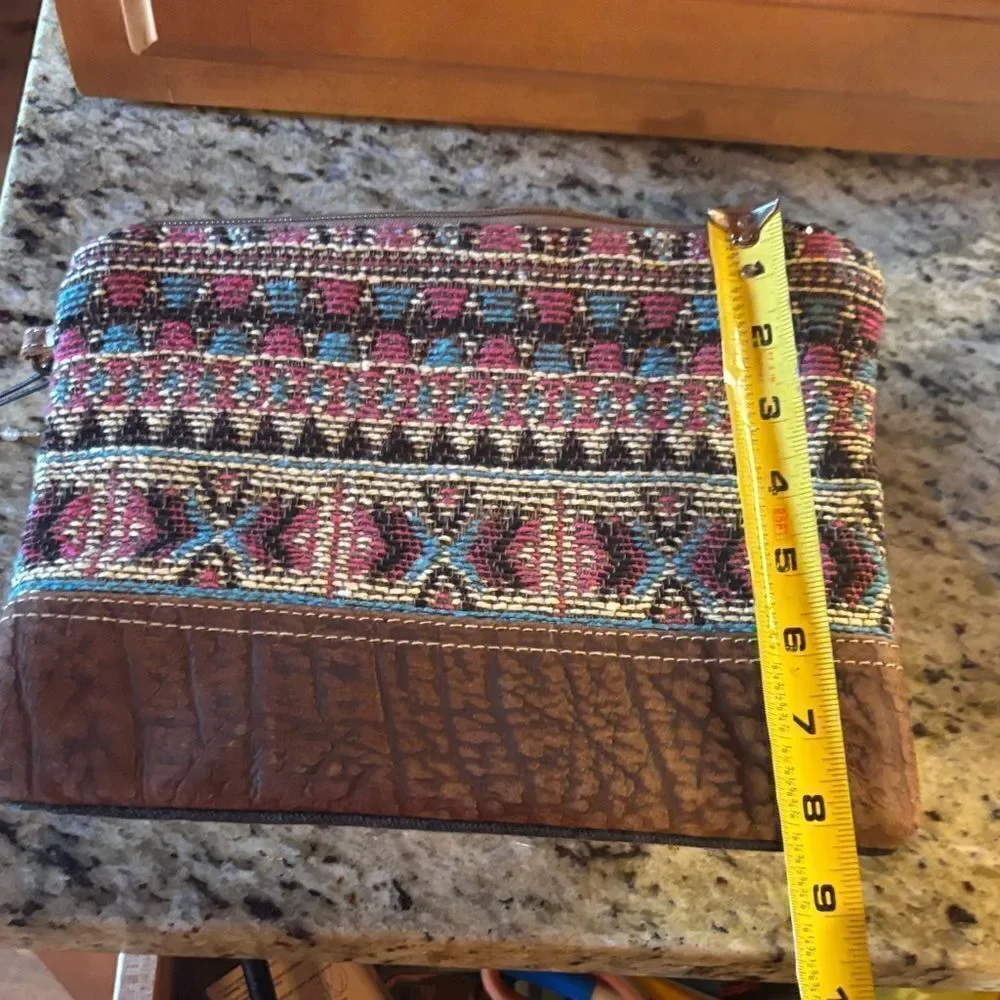 NWT Myra Bag Pink and Brown Aztec Patterned Clutch